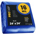 Protarp 24 ft x 24 ft Heavy Duty 16 Mil Tarp, Blue, Polyethylene, Waterproof, Rip and Tear Proof PT-105-24X24